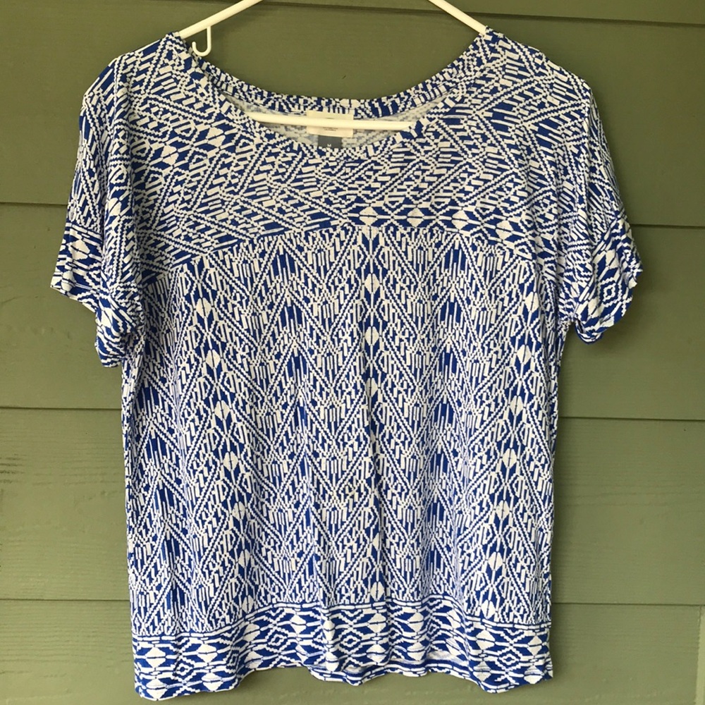 Blue and white soft patterned shirt